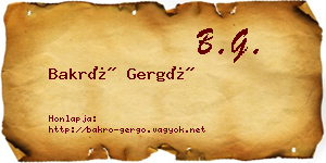 Bakró Gergő névjegykártya